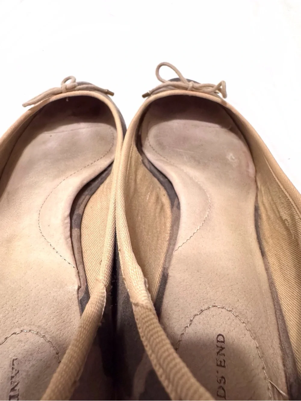 Lands' End Glistening Camo-Look Ballet Flats Metallic Sheen Size 9